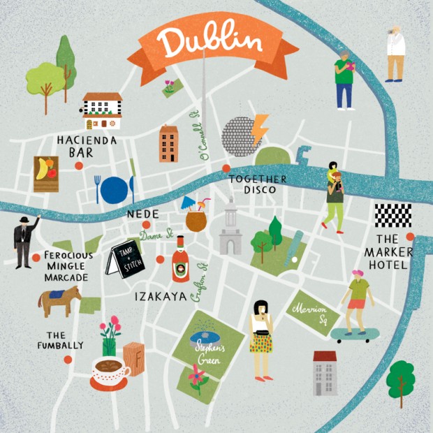 Amazing Illustrated Maps of Dublin | Wanderarti