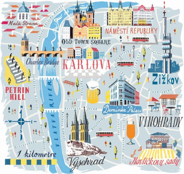 11 Illustrated Maps of Picturesque Prague | Wanderarti